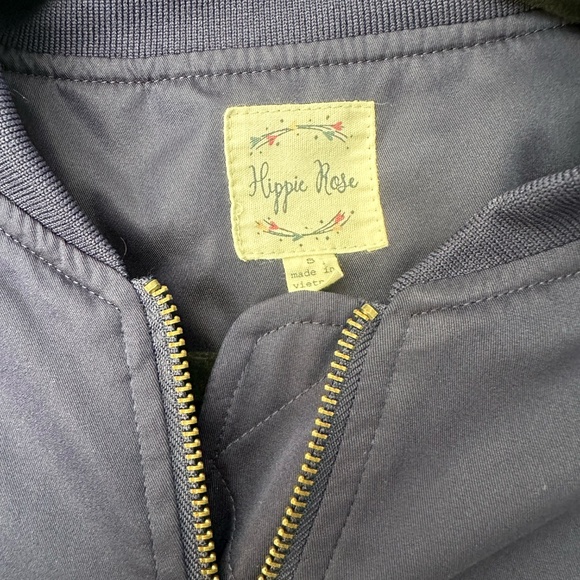 Hippie Rose Indie Blue Jacket Size Small Full Zip Baseball Style Satin Lining - Picture 7 of 9